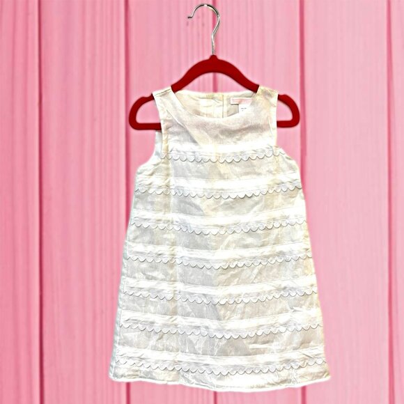 Janie and Jack Wide Sleeveless Spring Dress Scalloped Striped Bloomers White NWT - Picture 1 of 9